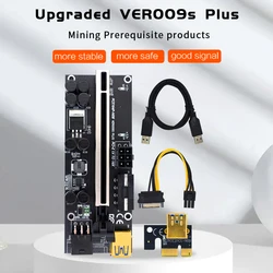 Adaptateur pour mineur BTC, VER009s Plus PCI E PCIE Riser Ver 009S USB 3.0 SATA 15 broches à 6 broches, 1 à 10 pièces 