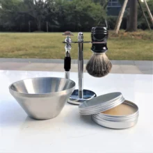 5в1 мужской набор для бритья, настоящий Барсучий волос для бритья щетка с бритвой, подставкой, мылом для бритья и чашей