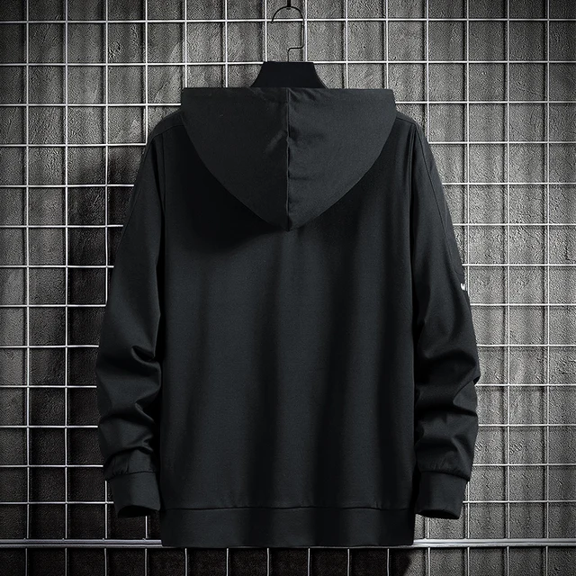 Single Road Mens Hoodies Men 2022 Solid Zipper Coat Sports Techwear Sweatshirt Japanese Streetwear Black Hoodie Men Sweatshirts 2
