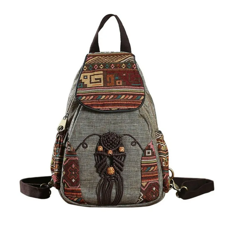 Backpack Female Vintage Mochila Rucksack Canvas Girls Feminina National for Printing