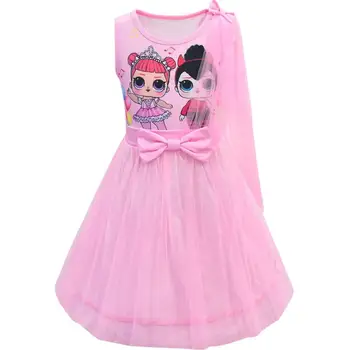 

L.O.L. SURPRISE! Girls Mesh Lol Dress New Summer Princess Dresses Children Kids Cartoon Print Party Dress
