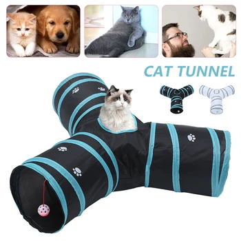 

3 Holes Pet Cat Tunnel Collapsible Cat Tunnel Toy Pet Training Interactive Tube Fun Toy for Cat Rabbit Animal Play Tunnel Tube
