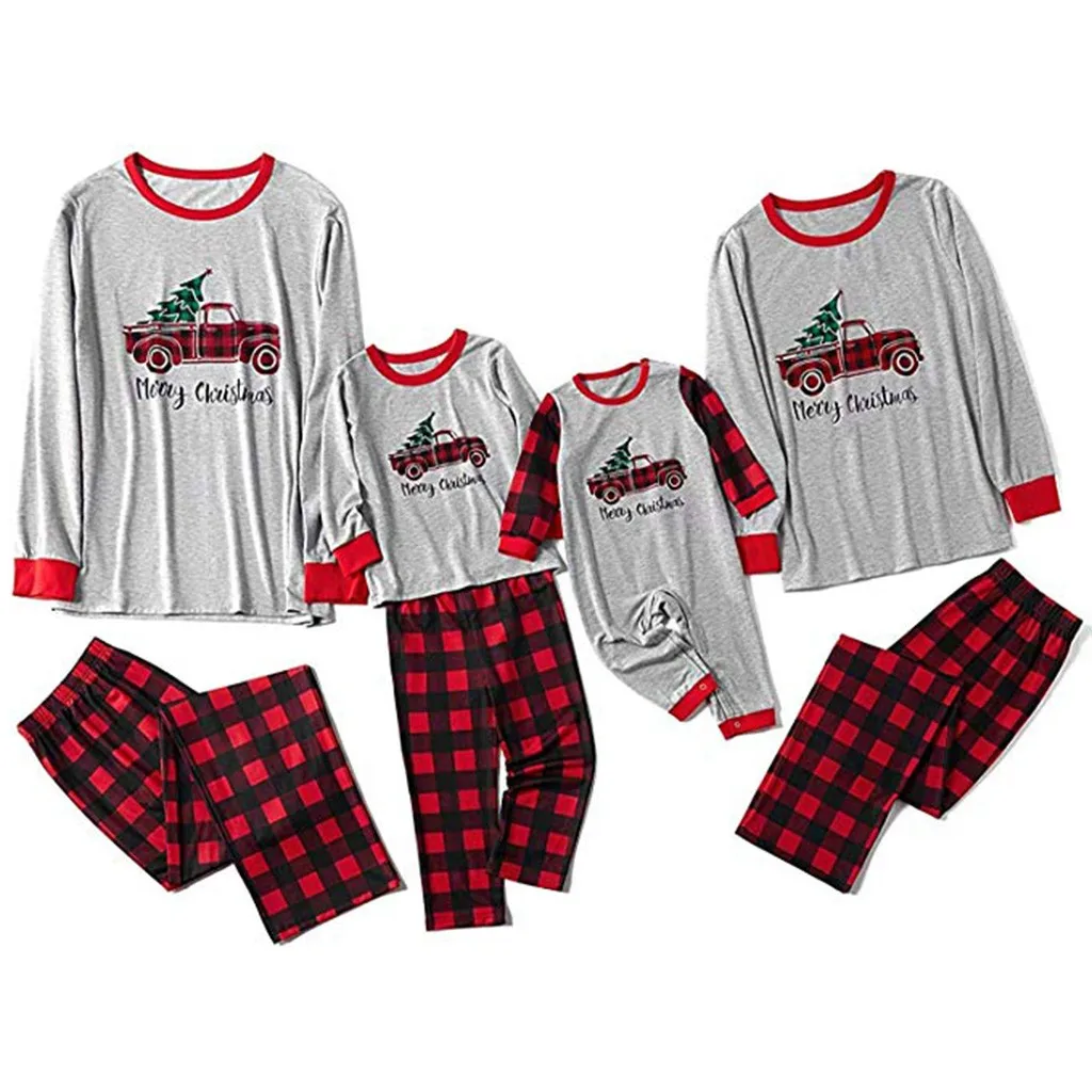Рождественская семейная одежда, пижамы, клетчатый топ с надписью «Man Daddy»+ штаны, Рождественская одежда для сна для взрослых и детей, одежда для сна, одежда для семьи