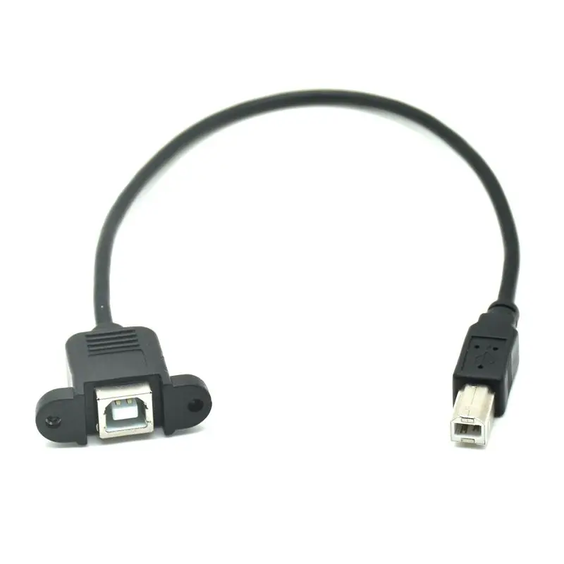 30CM M/F USB 2.0 Type B Male to Female Right Angle Extension Data Cable Panel Mount For Printer Cable Screw Hole usb extension cable usb printer cable usb extension adapter