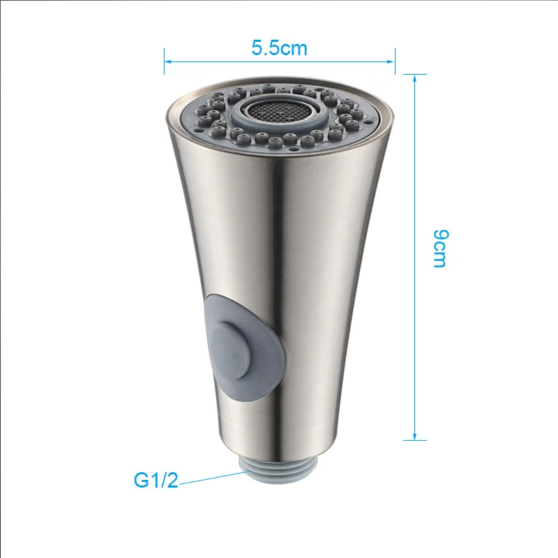 Kitchen Faucet Sprayer Faucet Sprayer Head Pull Down Faucet Spray Head, Kitchen Sink Faucet Nozzle Replacement Part Head Kitchen Tap Sprayer Spout, Brushed Nickel
