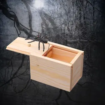 

1pcs Wooden Spider Box Prank Trick Scare Toy April Funny Gift Person Spider Fool's Box Panic Day Whole Frightens Toy Prank W2Y0