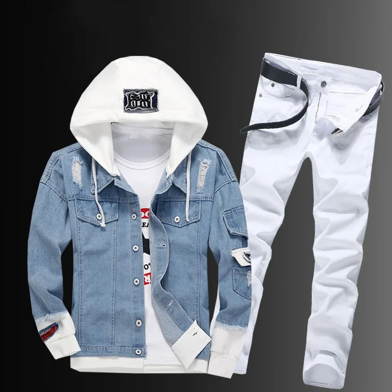 hooded jean jacket white