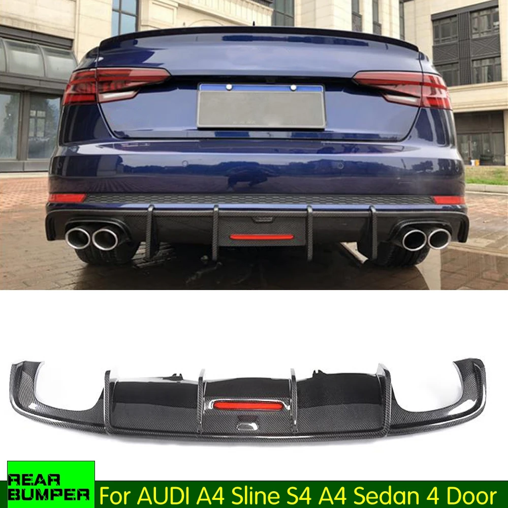 Для Audi A4 Sline S4 A4 B9 Sedan 4 двери- карбоновый задний диффузор бампер спойлер защита защитная накладка