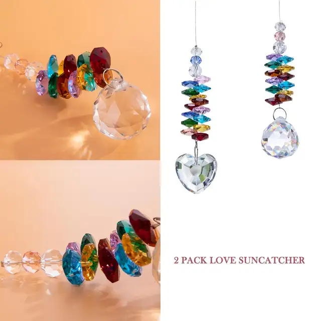 H&D 2 -Es Készlet, Crystal Suncatchers Rainbow Maker Chakra Prizms Függő Medál Ablak Naplója Otthoni Kerti Dekorációs Ajándékhoz - Image 5
