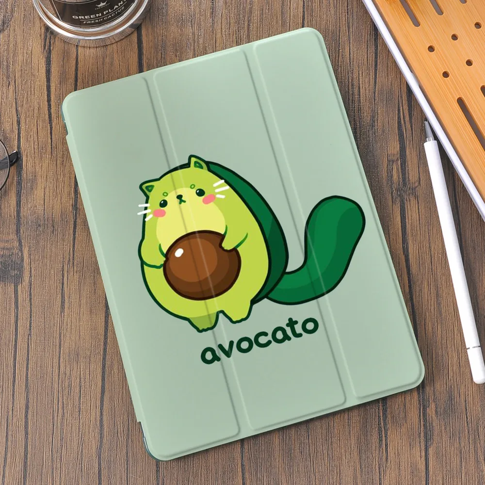 Cute Avocado Cat for iPad Air 4 Case 10.2 8th 7th 12.9 Pro 11 Funda