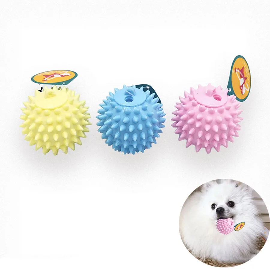 

Smiling Cheese Soft Bouncy TPR Material Candy Color Prickly Squeaky Ball Small Sized Dogs Puppy Poodle Pomeranian Corgi