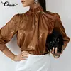 Stylish Satin Blouses Womens Long Sleeve Shirts Celmia 2022 Autumn Stand Collar Casual Loose Tiger Printed Elegant Blusas 5XL ► Photo 3/6