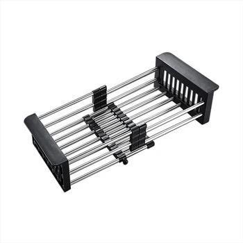 

Stainless Steel Adjustable Telescopic Kitchen Over Sink Dish Drying Rack Insert Storage Organizer Fruit Vegetable Tray Drainer