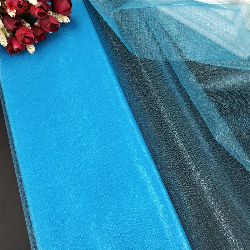Тюль в рулоне 48 см* 5 м, прозрачная органза с кристаллами для свадебного украшения, ткань из пряжи, тюль в рулоне, пачка для дня рождения, вечеринки, сделай сам, вечерние принадлежности 5Z - Цвет: LightBlue