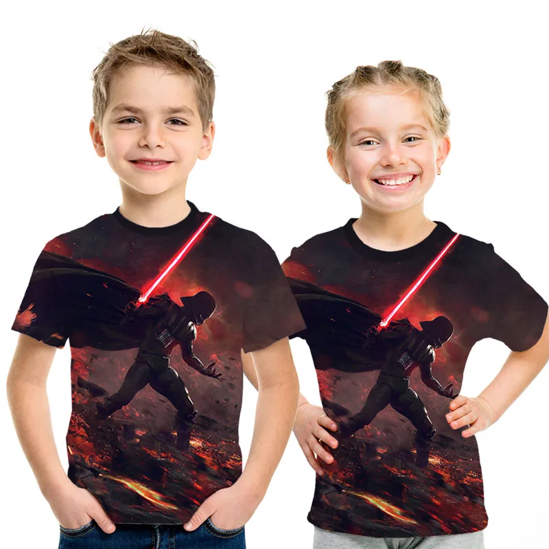 Новые детские футболки для мальчиков и девочек костюмы с героями мультфильма «Звездные войны», футболки с героями мультфильмов забавные детские футболки с 3D рисунком Дарта Вейдера в стиле Харадзюку для взрослых - Цвет: picture color