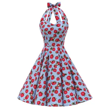 

Summer Work Daily Casual Dress 60s 50s Retro Big Swing Vintage Rockabilly Dresses Jurken Floral Print Polka Dot Women Vestidos
