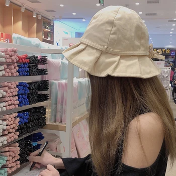 

Fisherman hat female Japanese spring and summer wild sun hat sweet cute bow basin hat tide