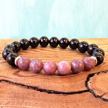 

Wholesale AAA Black Tourmaline Lepidolite Bracelet 8mm Crystals Energy Protection Bracelet Stress Relief Mindfulness Jewelry