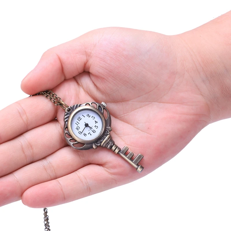 Прекрасный винтажный ключ дизайн пряжки ожерелье Подарочные карманные часы
