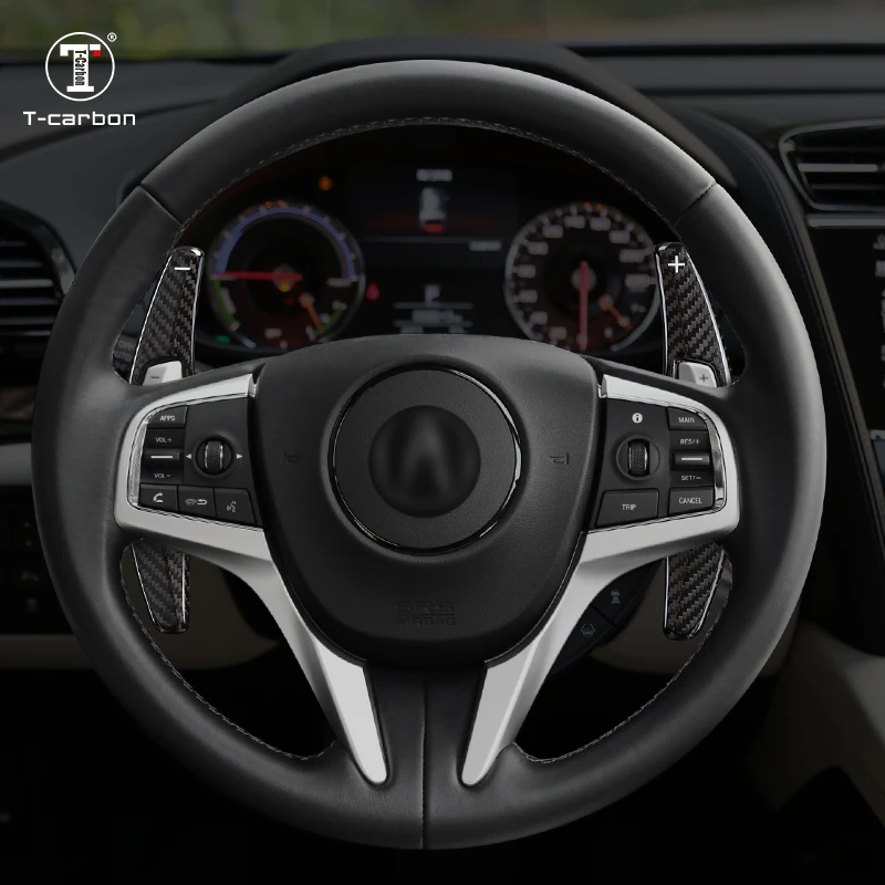 T-carbon Carbon Fiber Steering Wheel Paddle Shifter Extension For Honda Spirior Acura RDX Car Gear Accessories