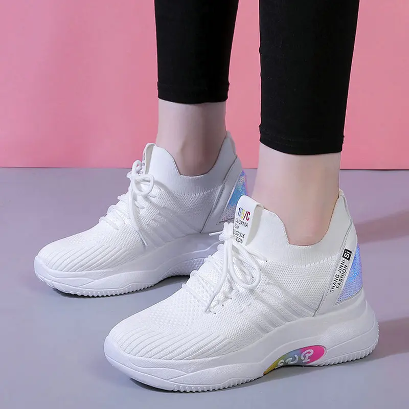 

Size 35-50 Nice Pop Summer White Black Shoes Woman Flat Heels Women Breathable Leisure Sneakers Female Walking Platform Flats