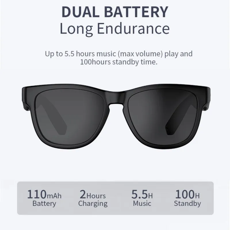 

Bone Conduction Bluetooth 5.0 Sunglasses Open-Ear Headset Polarized Eyeglasses Wireless Glasses