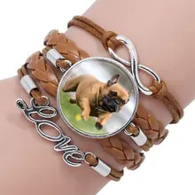  FIMAODZ Infinite Love Dog Lover Bracelet Pet Dog Paw Fashion Charm Leather Bracelets Bangles for Friend Family Mom Gift 