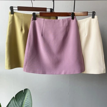 

Lizkova Summer Purple Mini Skirt Women High Waist Official Ladies Bodycon Skirt 2020 Korean Style Elegant Colorful Skirt
