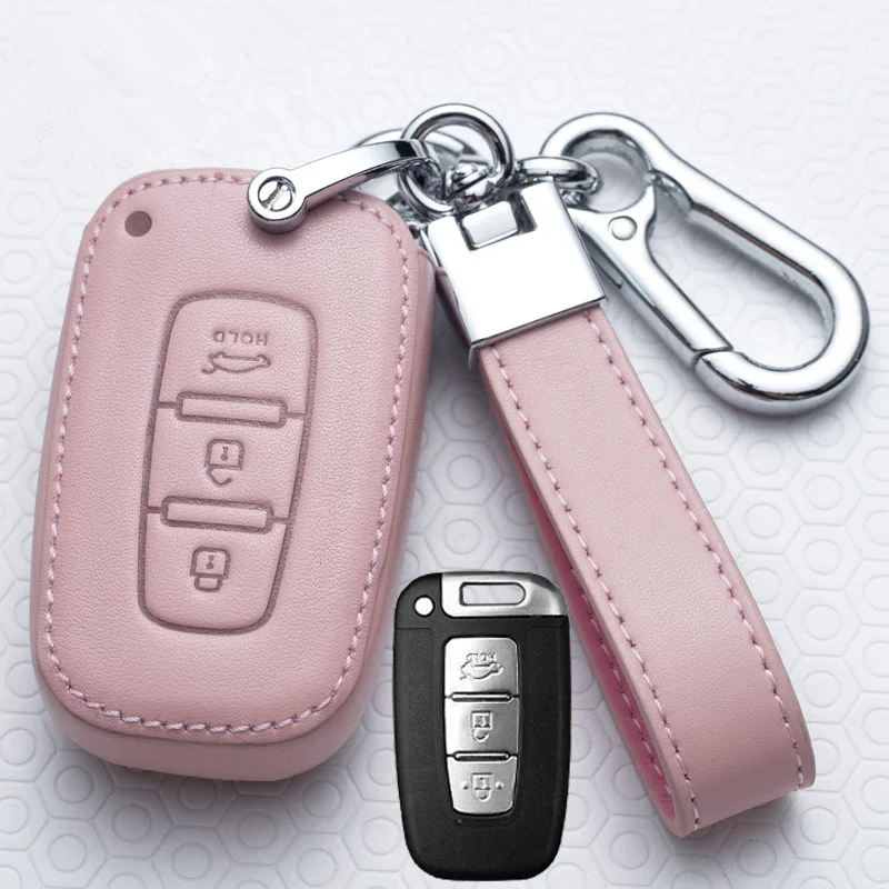 Car Key Case Leather Car Key Cover Case For Kia Rio QL Sportage Ceed Cerato Forte R GT Stinger Sorento Optima K2 K3 K4 K5 Picanto For Hyundai
