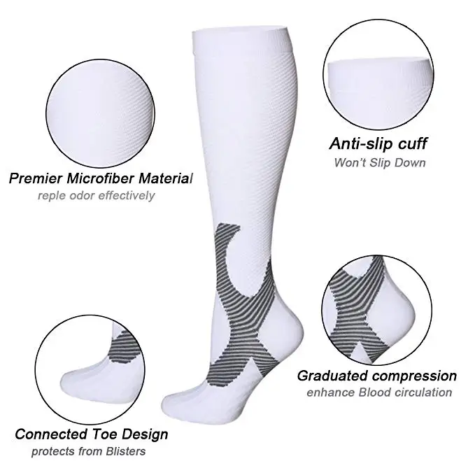 New Brand Men Women Compression Socks Fit For Sports Travel Flight Golf Rugby socks For Anti Fatigue Pain Relief High Stockings