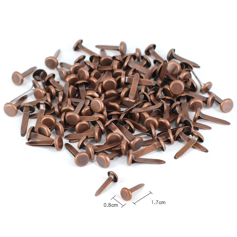 200PCS 17X8mm Bronze Color Metal Brads Scrapbooking Embellishment For DIY Craft Accessories Home Decoration WD0034-7