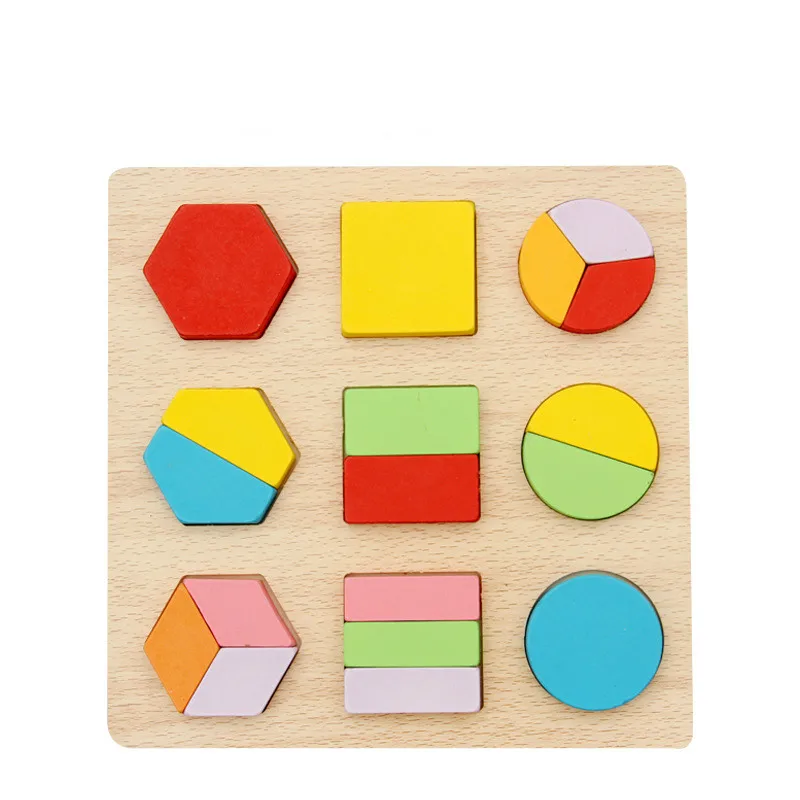 Деревянные геометрические формы головоломка Монтессори Сортировка математические кирпичи дошкольного обучения обучающая игра для малышей игрушки для детей - Цвет: C
