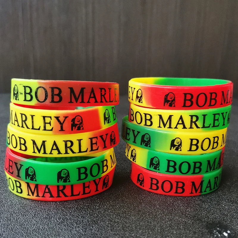Music Legends Reggae Jamaica Singer Bob Marley 15Pcs/Lot PVC Silicone Bracelet Hippie Band Rock Party Festival Wristband | Украшения и