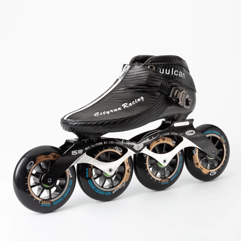 Inline Speed Skates 4 Wheel 110mm Carbon Fiber Skating Boot
