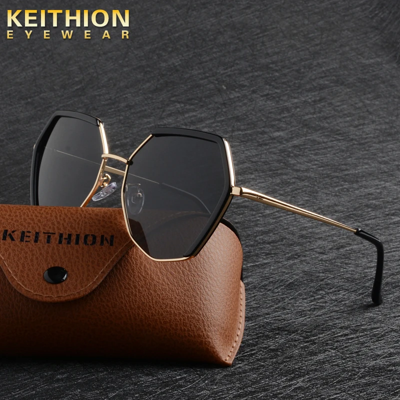 KEITHION Роскошные модные женские солнцезащитные очки Брендовые дизайнерские маленькие полигональные поляризованные солнцезащитные очки женские металлические солнцезащитные очки UV400