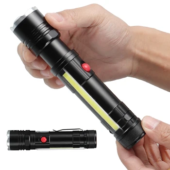 

Telescopic T6+COB Flashlight Zoomable Torch LED 18650 AAA USB Rechargeable T6 Flashlight LED Flashlight COB Torch ABS Torch