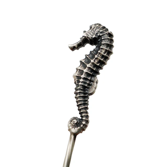 10pcs 925 Sterling Silver Hippocampus Cigar Needle Drilled Cutter Burr Dredge Retro Puncher Portable Smoking Tools Accessories - Image 2