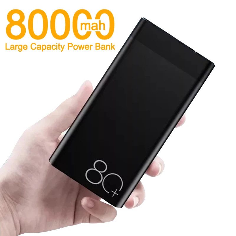 80000mAh Portable Power Bank with High Capacity LED Light Digital Display Fast Charging PowerBank for Xiaomi Samsung IPhone best power bank 20000mah