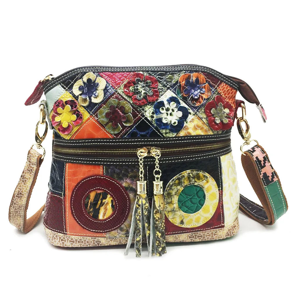 

Women New Leather Retro Handbag Stitching Shoulder Large Capacity Handbag