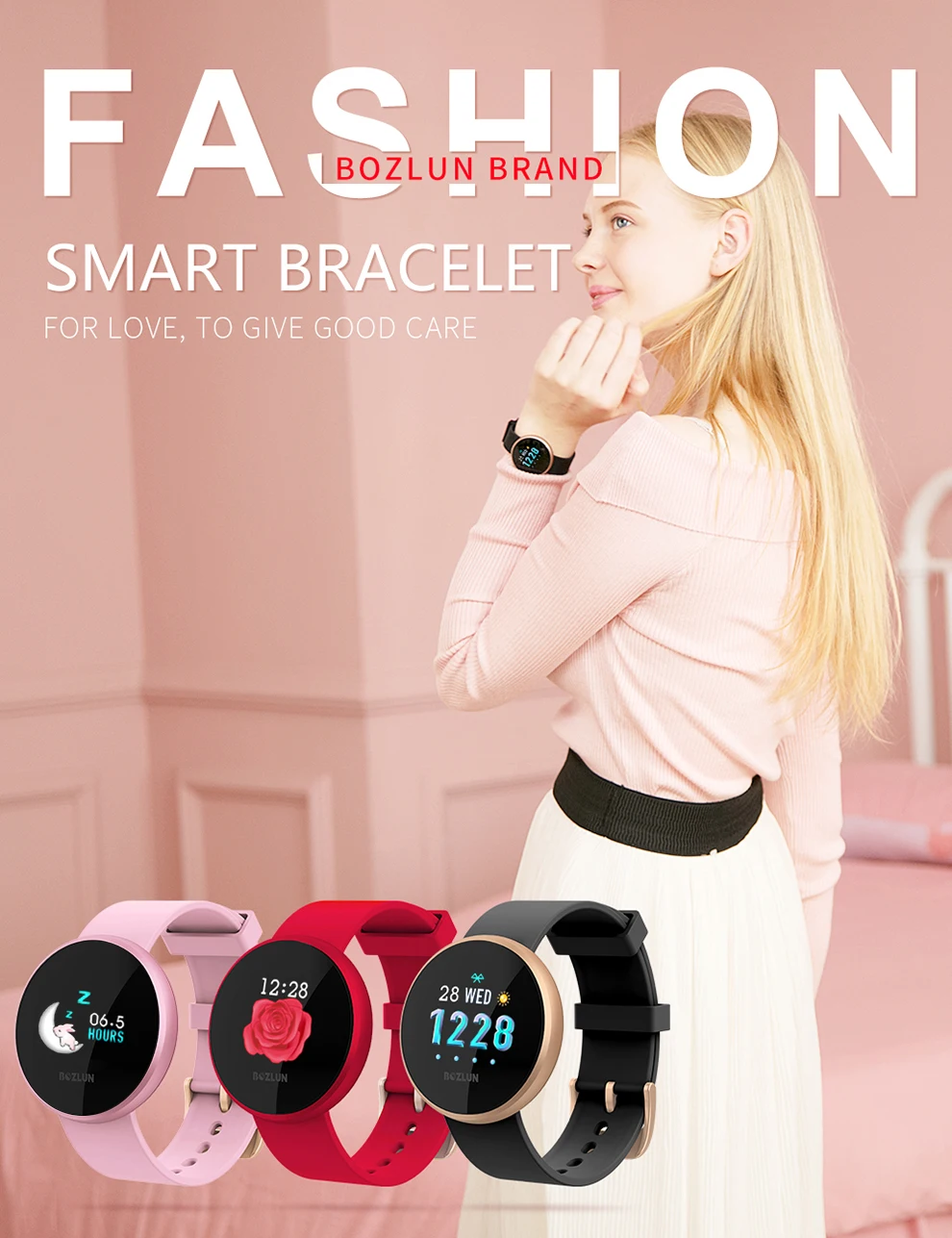 Модные женские умные цифровые часы Bozlun, женские часы с физиологическим напоминанием, браслет с сердечным ритмом, калорийные, красивые смарт-часы B36