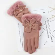 Новые женские лыжные перчатки, украшенные бантом, зимние Нескользящие эластичные манжеты, мягкие льняные перчатки Guantes de nieve para mujer 30S23