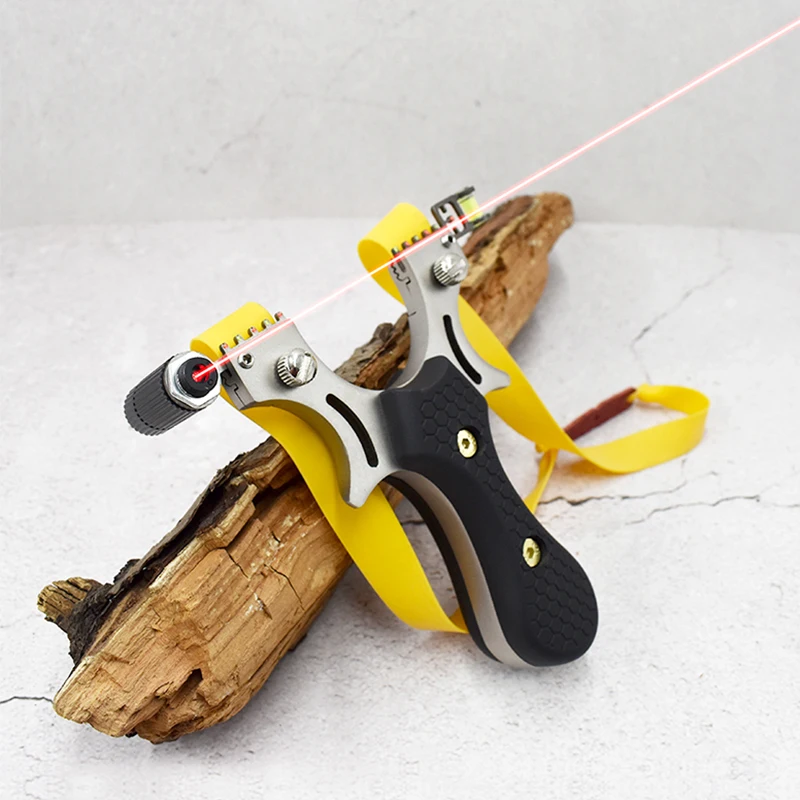 Stainless Steel Slingshot, Outdoor Hunting Catapult, ABS Patch Handle, Flat Rubber Band, Slingshot Accessories