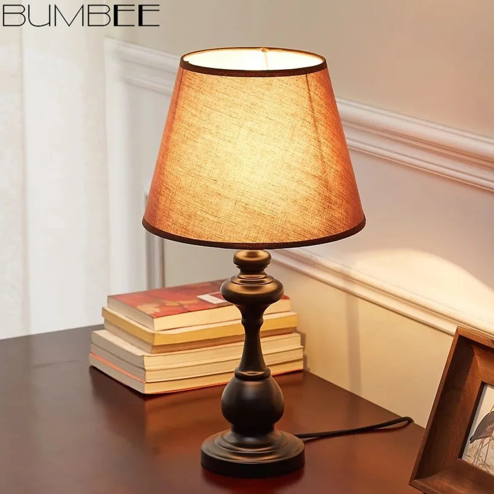

American Retro Creative Bedside Lamp Nordic Simple Modern Bedroom Study Led Desk Lamp Eye Protection Dimming Table Lamp Lighting