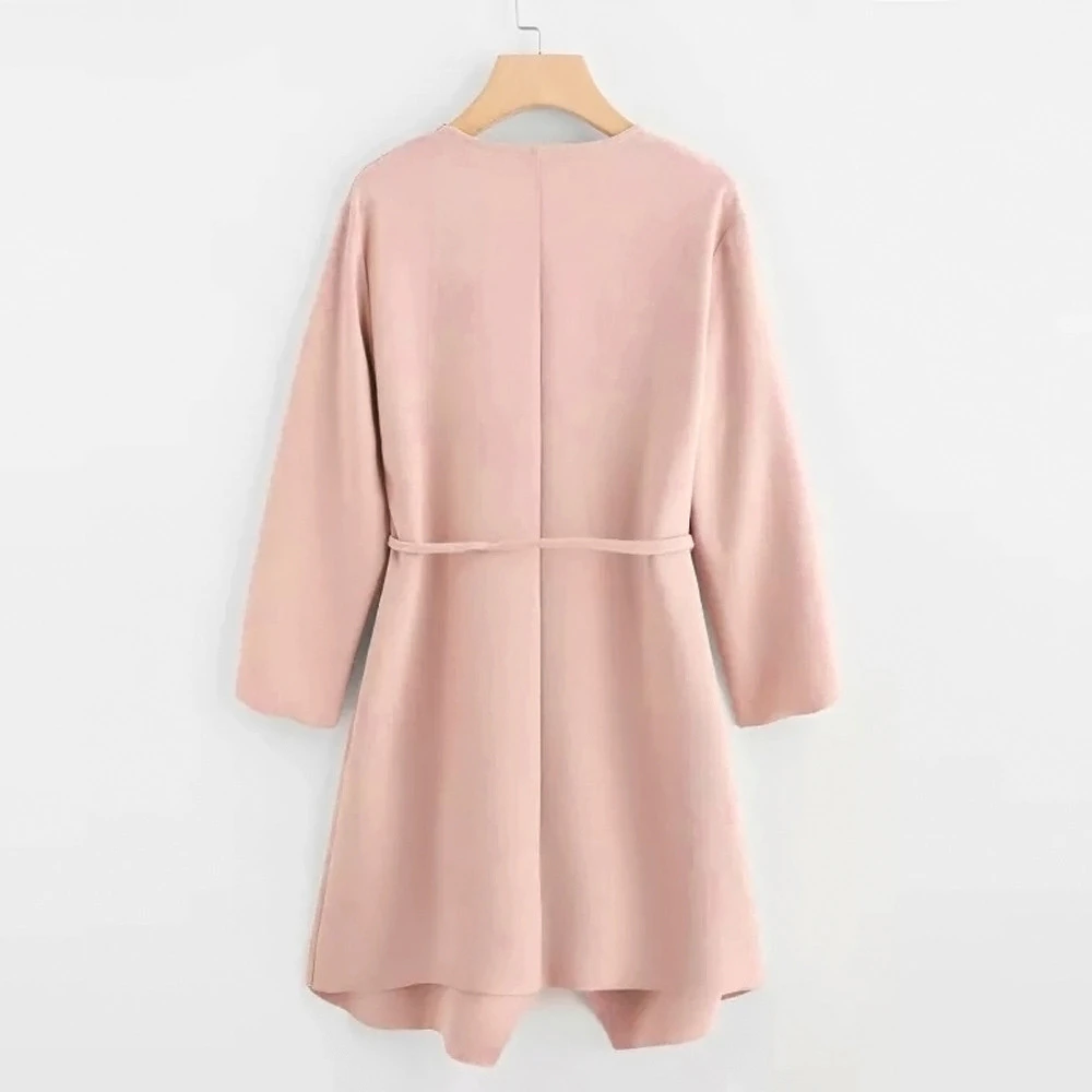 Jaycosin Winter Coats Women Autumn Waterfall Pocket Overcoats Front Wrap Coat Jacket Outwear Solid Female Outer Girls Ladies 808