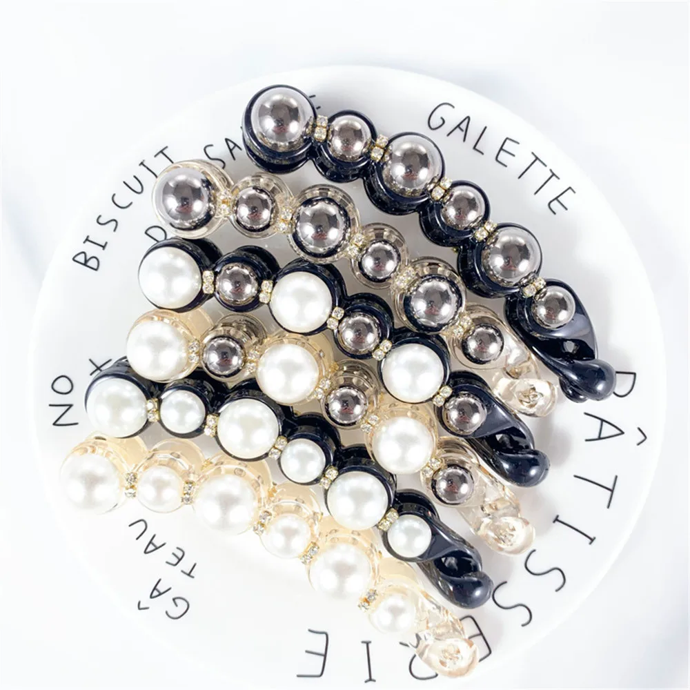 1Pc Pearls Hairpins Hair Clips Jewelry Banana Clips Headwear Women Hairgrips Girl Ponytail Barrettes Hair Pins Accessories hair clips hair accessories