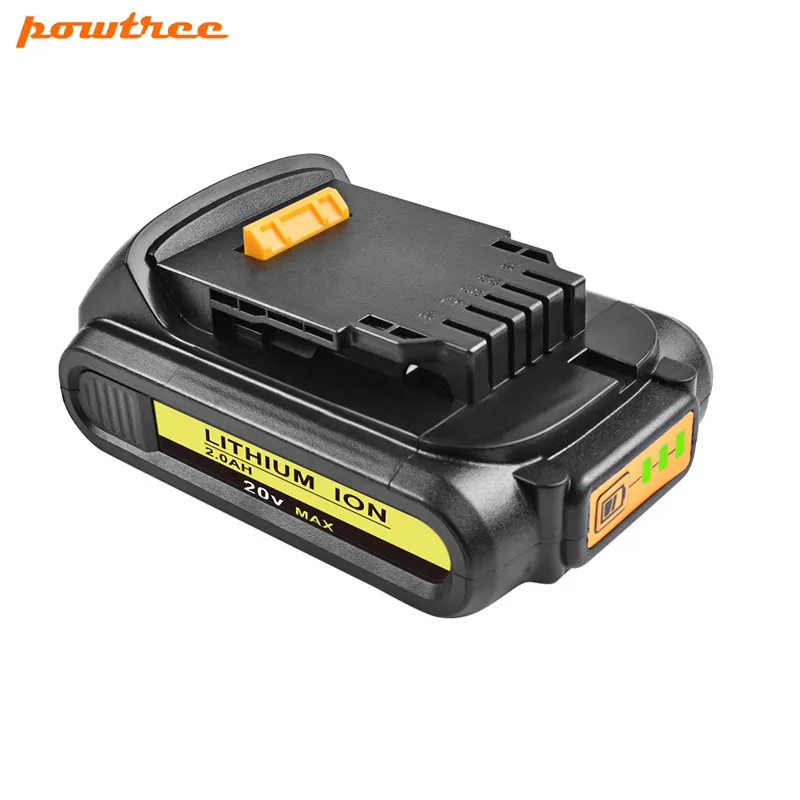 Powtree для DeWalt 20V 2000 мА/ч, DCB200 Мощность инструменты Li-Ion Батарея Замена DCB181 DCB182 DCB204 DCB101 DCF885 DCD740 DCD740B