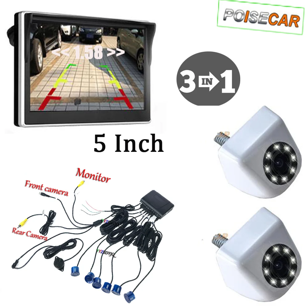 

Parking Sensors 6 Auto Car Detector Parktronic Camera Rear Front Reverse Backup Radar 5 Inch Car Monitor 800x480 HD System