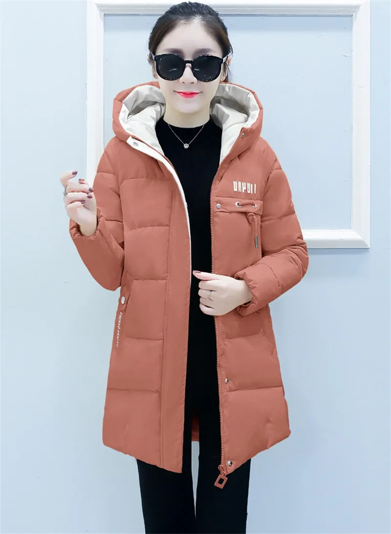 New Winter Women Casual Long Sleeve Hooded Jackets Loose Warm Middle School Student Cotton Coat Female Coats Zipper Outerwea - Цвет: Brick red