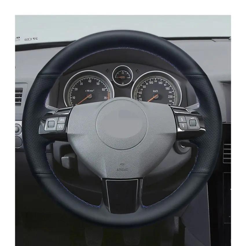 Черный кожаный чехол рулевого колеса автомобиля для Vectra(C) Zaflra(B) Opel Astra(H) 2004-2009 Signum 2005