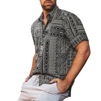 

New Arrival Slim Fit Male Luxury Stylish Shirt Men's Summer Fashion Casual Lapel Retro Print Short Sleeve Shirt Top Blouse M-3XL